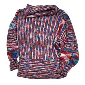 Vintage 90s funky sweater turtleneck long sleeve top shirt Stripes Size Small